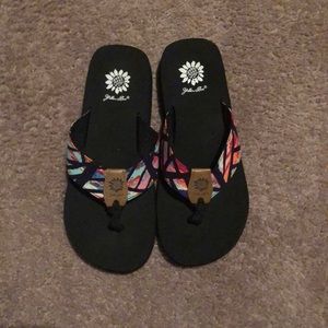 Yellow Box flip flops